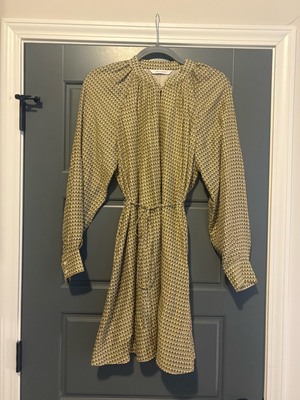 Rebecca Taylor Silk Blend Printed Long Sleeve Mini Dress Tie Waist Size 0 - Picture 3 of 4
